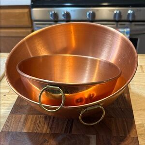 Vintage Copper Mixing Bowls Set